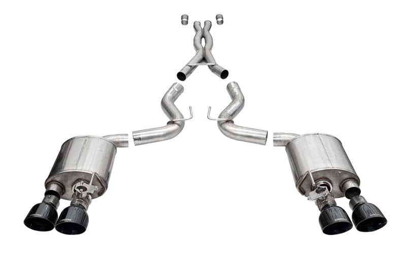 Corsa 20-22 Ford Mustang GT500 3.0in Dual Rear Exit Catback w/ Twin 5.0in Black Slash Cut Pro Tips Catback CORSA Performance