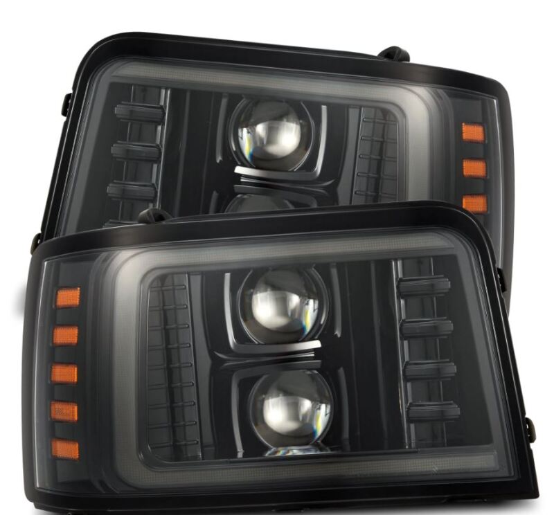 AlphaRex 92-96 Ford F-Series/Bronco PRO-Series Proj Headlights Alpha-Blk w/Seq. Sig & DRL Headlights AlphaRex
