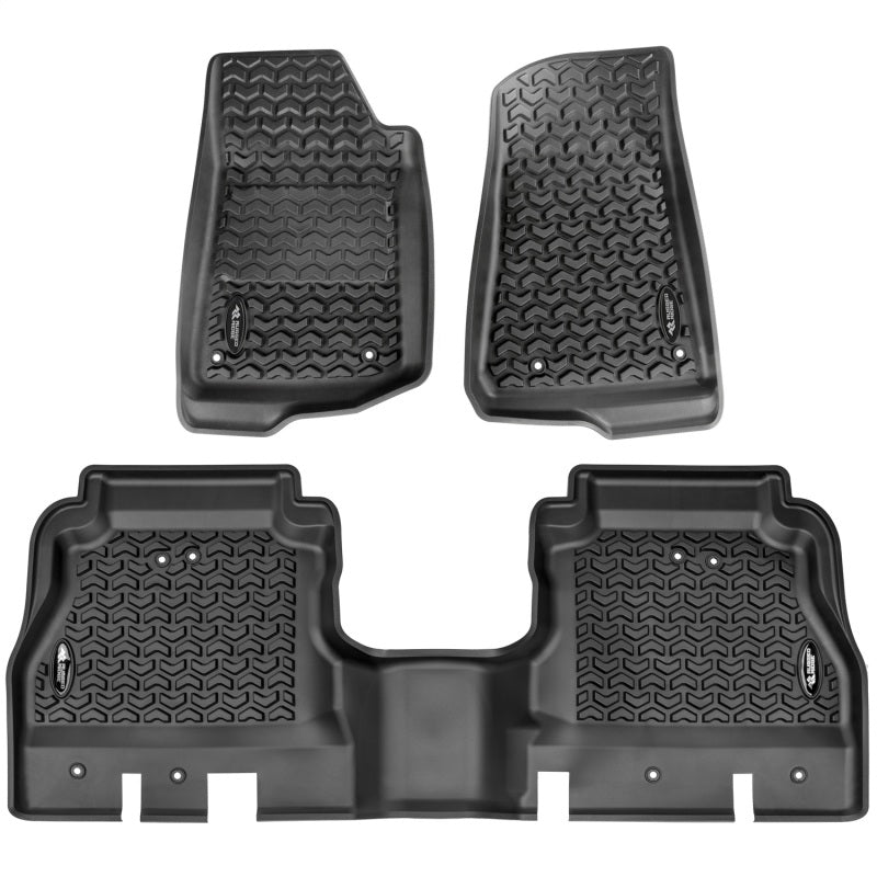 Rugged Ridge Floor Liner Kit Black F/R 20-21 Jeep Gladiator (JT) Floor Mats - Rubber Rugged Ridge