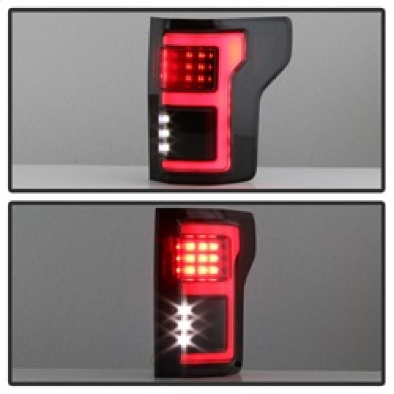 Spyder 15-17 Ford F-150 LED Tail Lights (w/Blind Spot) - Black Smoke (ALT-YD-FF15015BS-LBLED-BSM) Tail Lights SPYDER