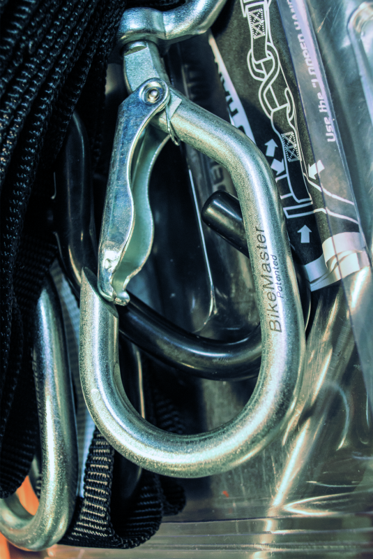 BikeMaster Tiedown 1-1/2in Swivel Softhook - Black Cargo Tie-Downs BikeMaster