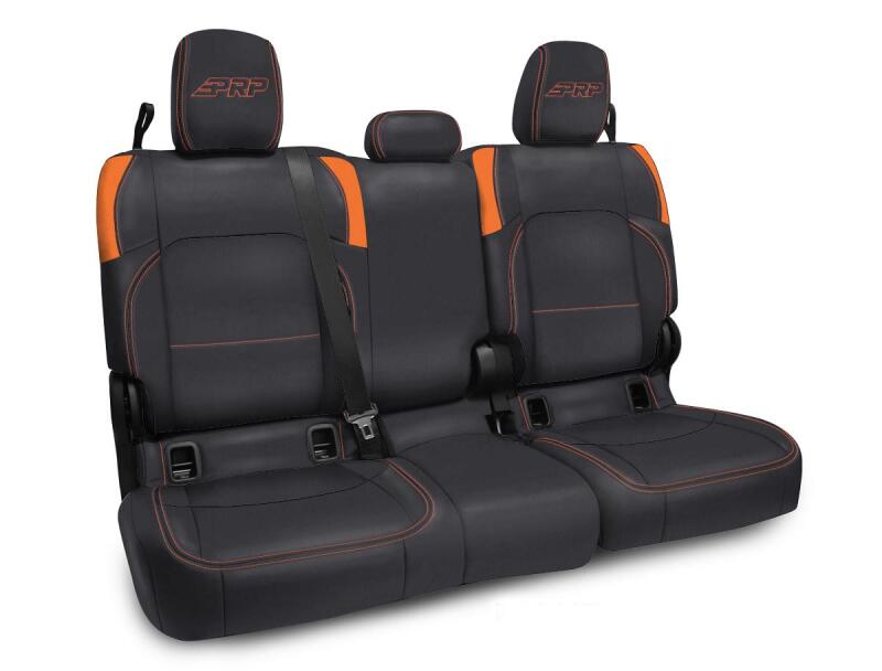 PRP Jeep Wrangler JT Rear Bench Covers - with no Armrest - Black/Orange Seat Covers PRP Seats