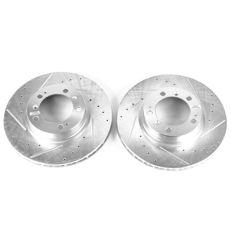 Power Stop 99-08 Porsche 911 Front Evolution Drilled & Slotted Rotors - Pair Brake Rotors - Slot & Drilled PowerStop