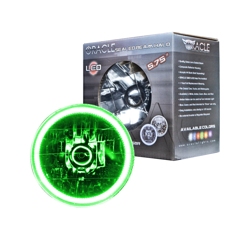 Oracle Pre-Installed Lights 5.75 IN. Sealed Beam - Green Halo Headlights ORACLE Lighting