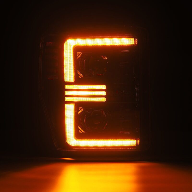 AlphaRex 08-10 Ford F250-550 PRO-Series Projector headlights Alpha-Black w/Activ Light/Seq Signal Headlights AlphaRex