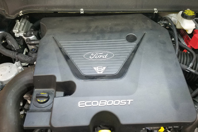 J&L 17-19 Ford Fusion Sport 2.7L Passenger Side Oil Separator 3.0 - Clear Anodized Oil Separators J&L