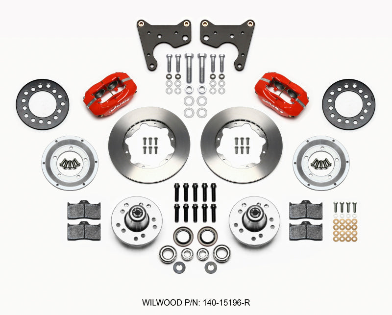 Wilwood Forged Dynalite Front Kit 11.00in Red 65-72 CDP C Body -Drum Big Brake Kits Wilwood