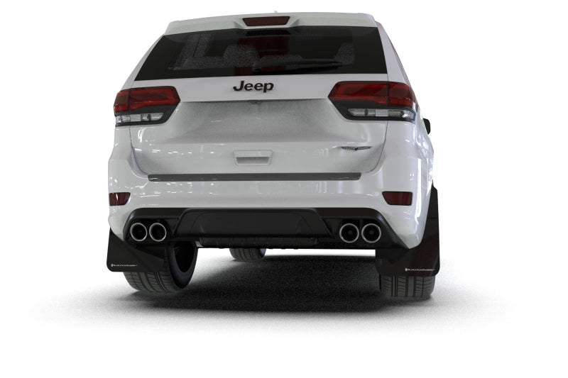 Rally Armor 18-22 Jeep Grand Cherokee SRT Trackhawk Black UR Mud Flap - Metallic Black Logo Mud Flaps Rally Armor