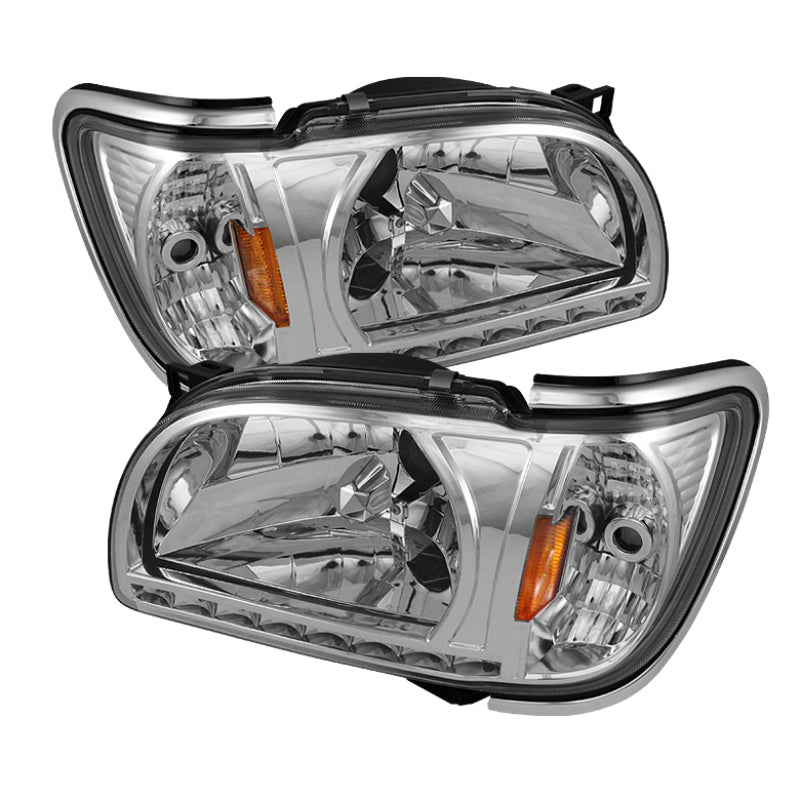 xTune Toyota Tacoma 01-04 1 Piece w/ Chrome Trim Corner Crystal Headlights HD-ON-TT01-1PC-LED-CC-C Headlights SPYDER