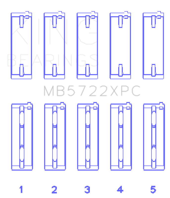 King Engine Bearings 2007+ Mitsubishi 4B11T EVO X Coated Performance Main Bearing Set - Size STDX Bearings King Engine Bearings