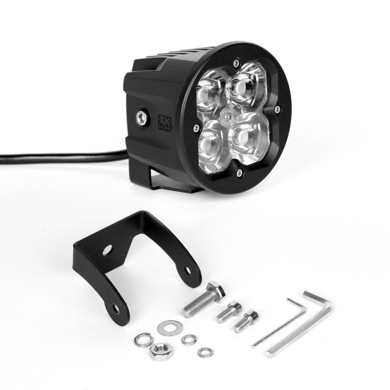 XK Glow Round XKchrome 20w LED Cube Light w/ RGB Accent Kit w/ Controller/Fog Mount- Spot Beam 2pc Light Accessories and Wiring XKGLOW