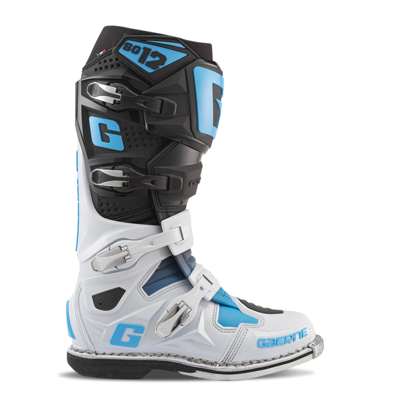 Gaerne SG12 Limited Edition Boot Black/White/Carolina Blue - Size 11 Motorcycle Boots Gaerne