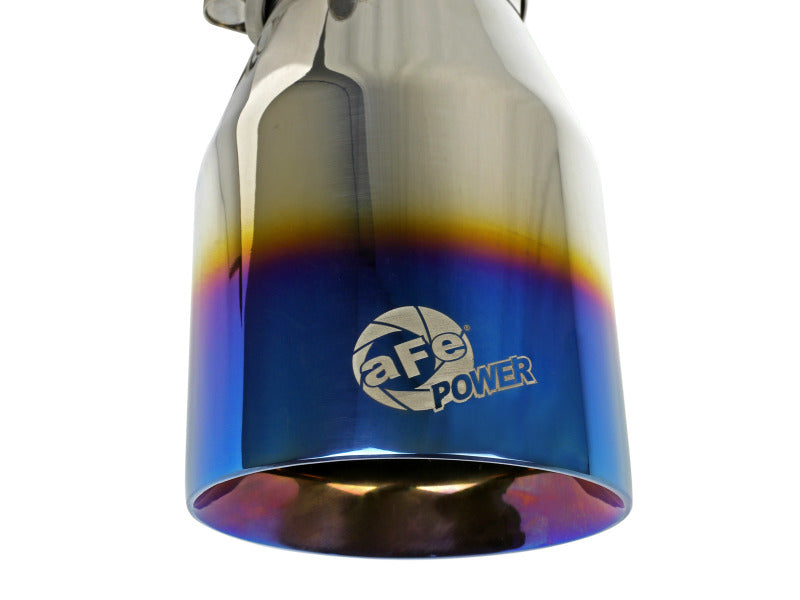 aFe Mach Force XP 304 Stainless Steel Clamp-On Exhaust Tip 2.5in Inlet / 4in Outlet - Blue Flame Tips aFe