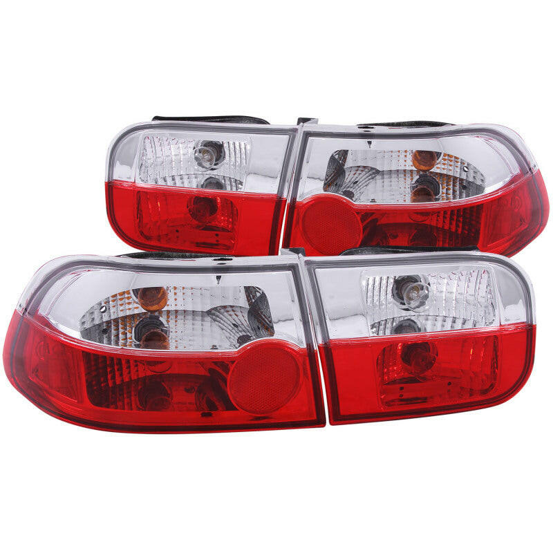 ANZO 1992-1995 Honda Civic Taillights Red/Clear Tail Lights ANZO