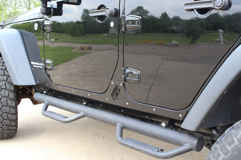 Fishbone Offroad 07-18 Jeep Wrangler JK 4 Door Rocker Guards Scale Armor Rocker Arms Fishbone Offroad