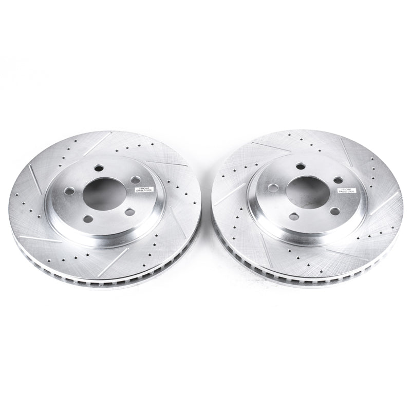 Power Stop 05-14 Ford Mustang Front Evolution Drilled & Slotted Rotors - Pair Brake Rotors - Slot & Drilled PowerStop