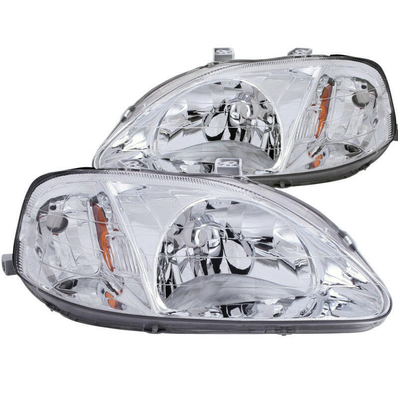 ANZO 1999-2000 Honda Civic Crystal Headlights Chrome Headlights ANZO