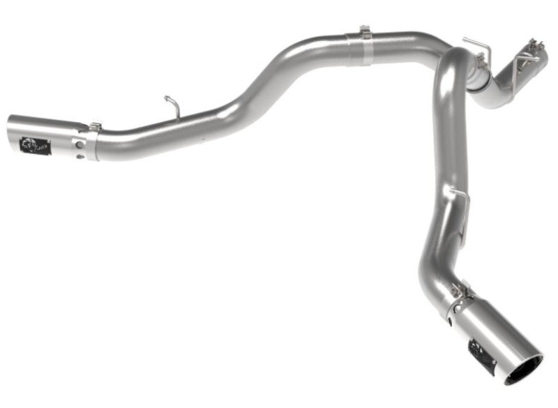 aFe Large Bore-HD 4in 409SS DPF-Back Exhaust System w/Polished Tips 20 GM Diesel Trucks V8-6.6L DPF Back aFe