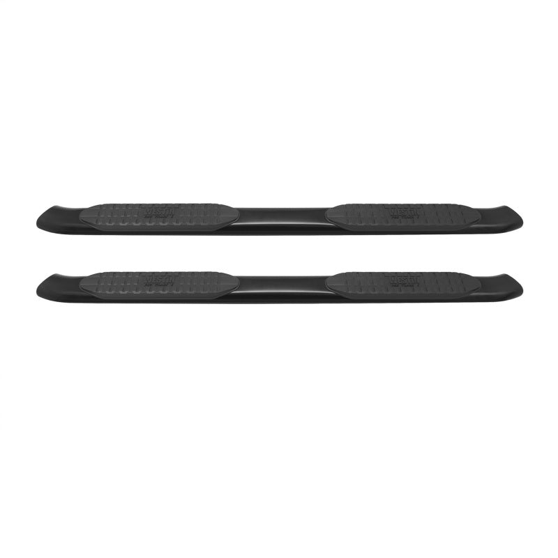 Westin 2014-2018 Chevrolet/GMC Silverado Sierra 1500 Dbl Cab PRO TRAXX 5 Oval Nerf Step Bars - Black Nerf Bars Westin