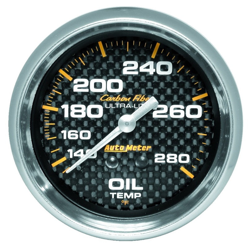 Autometer Carbon Fiber 2-5/8in 140-280 Deg F Mechanical Oil Temp Gauge Gauges AutoMeter