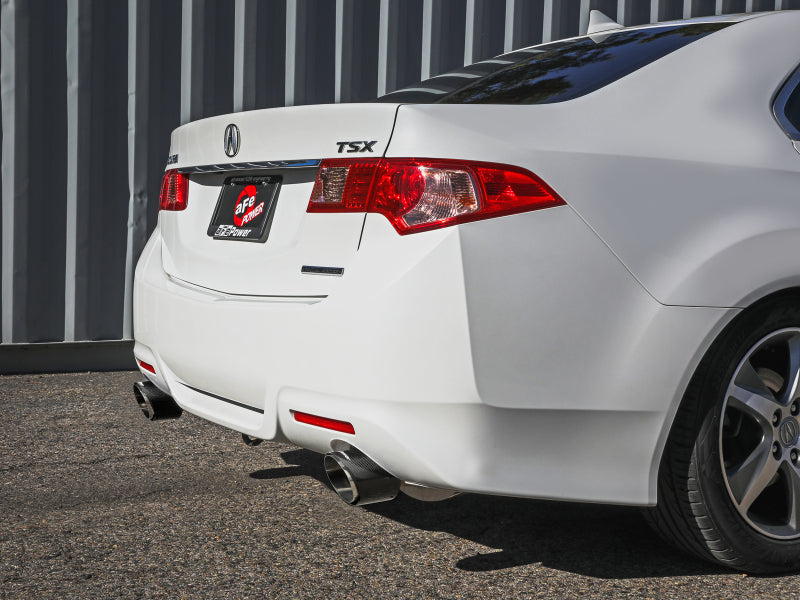 aFe 09-14 Acura TSX L4 2.4L Takeda 2-1/2in to 2-1/4in 304 SS Cat-Back Exhaust System w/ CF Tips Catback aFe