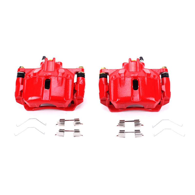 Power Stop 12-15 Honda Civic Front Red Calipers w/Brackets - Pair Brake Calipers - Perf PowerStop