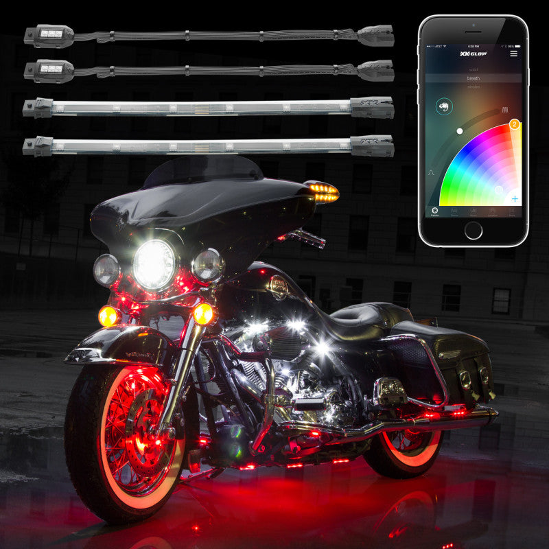 XK Glow Strip Million Color XKCHROME Smartphone App ATV/Motorcycle LED Light Kit 6xPod + 2x10In Light Accessories and Wiring XKGLOW