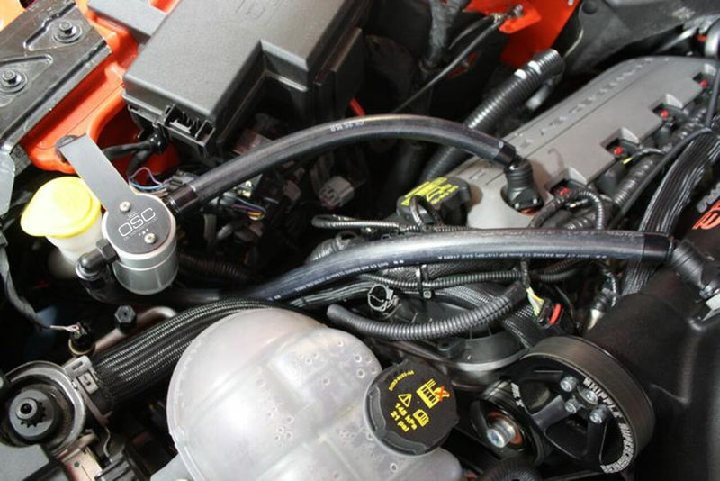 J&L 15-23 Ford Mustang GT/15-20 Ford Mustang GT350 Passenger Side Oil Separator 3.0 - Clear Anodized Oil Separators J&L