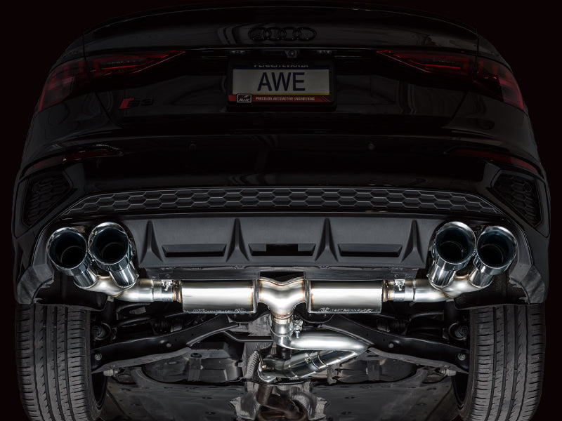 AWE 22-24 Audi 8Y S3 Touring Edition Exhaust - Chrome Silver Tips Catback AWE Tuning