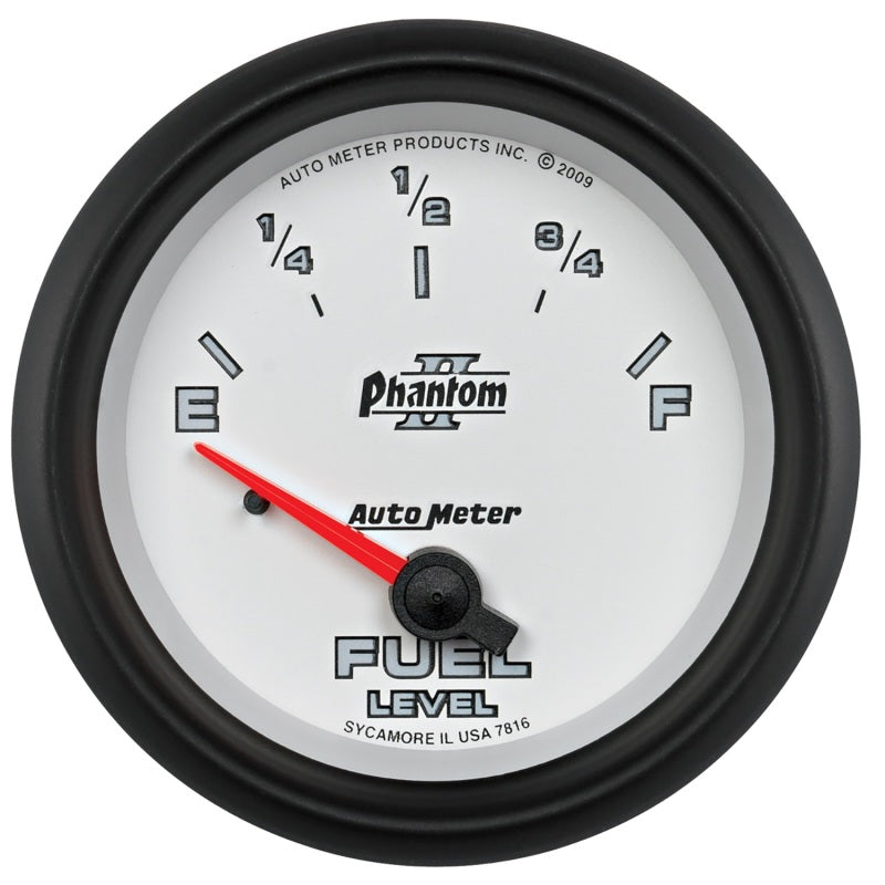 AutoMeter Gauge Fuel Level 2-5/8in. 240 Ohm(e) to 33 Ohm(f) Elec Phantom II Gauges AutoMeter