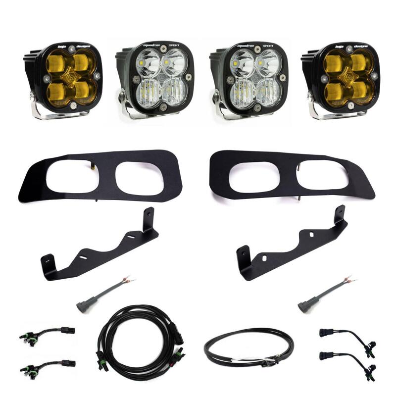 Baja Designs 2023+ Ford F250/F350 Super Duty Squadron SAE/Sport Fog Pocket Kit - Amber Light Bars & Cubes Baja Designs