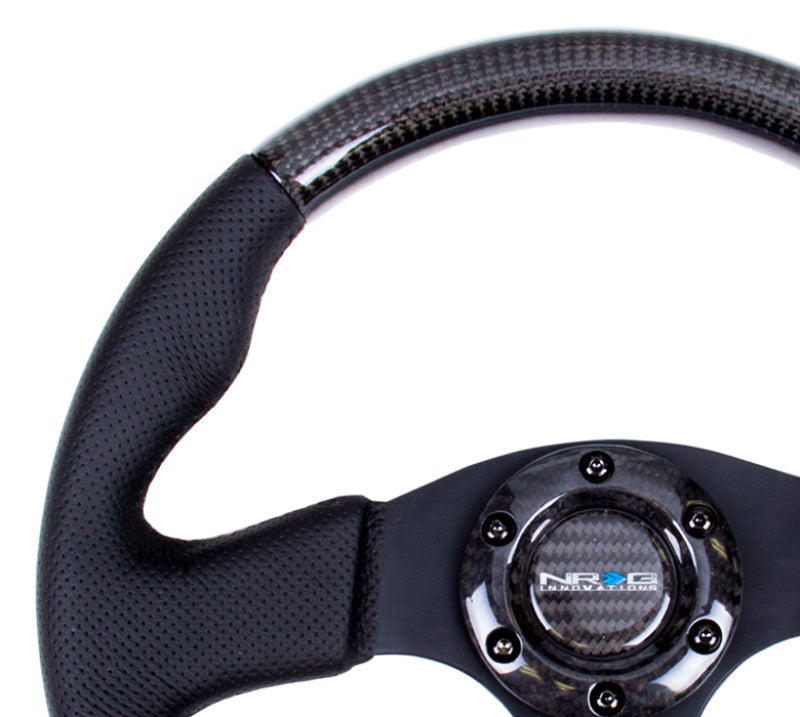 NRG Carbon Fiber Steering Wheel (315mm) Leather Trim w/Black Stitching Steering Wheels NRG