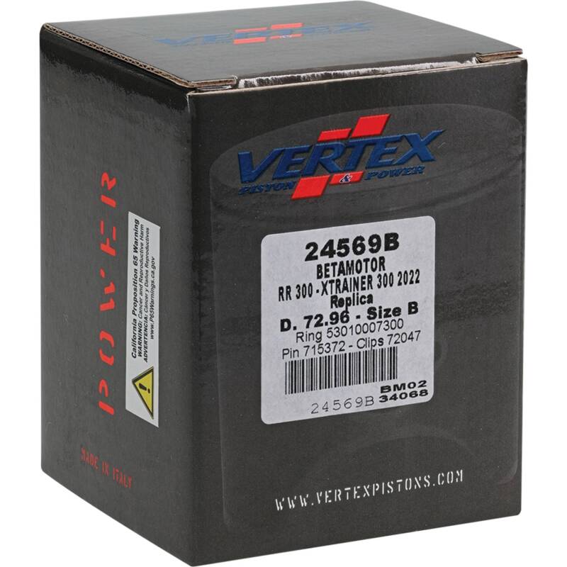 Vertex Piston 22-24 Beta RR 2T 300 300cc Cast Replica Piston Kit Piston Sets - Powersports Vertex Pistons