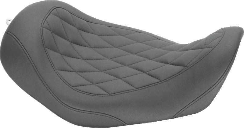 Mustang 06-17 Harley Dyna Wide Tripper Solo Seat Diamond Stitch- Black Solo Motorcycle Seats Mustang Motorcycle
