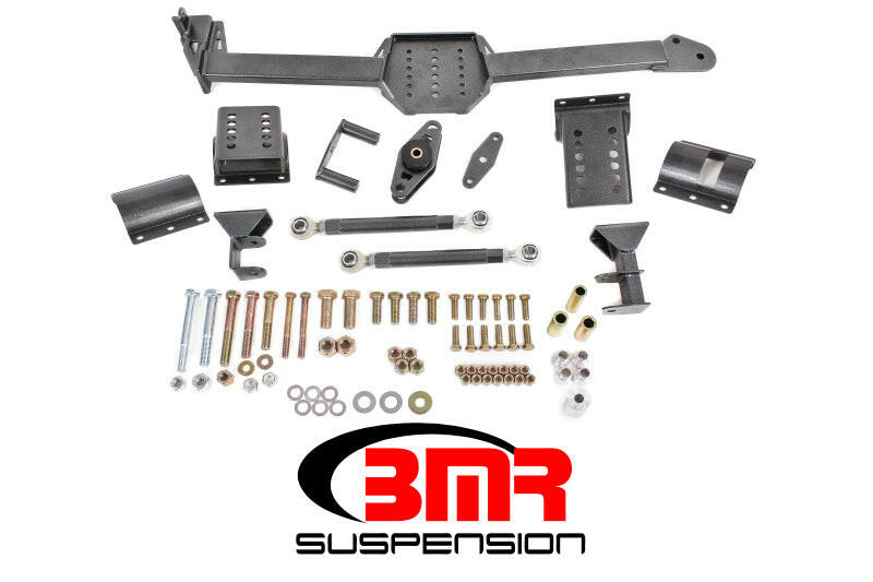 BMR 05-14 S197 Mustang Body Mount Watts Link Rod End/Poly w/ Adj. Axle Clamps - Black Hammertone Diff Braces BMR Suspension