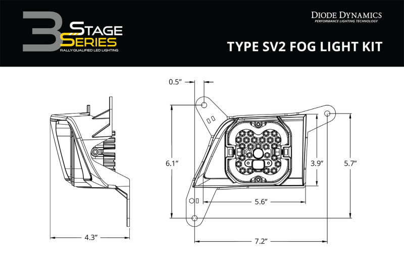 Diode Dynamics SS3 Sport Type SV2 Kit ABL - Yellow SAE Fog Light Accessories and Wiring Diode Dynamics