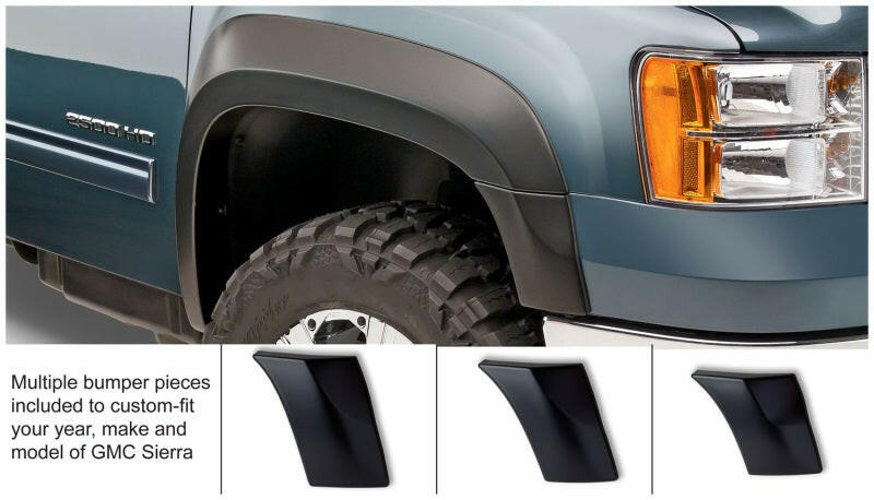 Bushwacker 07-14 GMC Sierra 2500 HD Extend-A-Fender Style Flares 2pc - Black Fender Flares Bushwacker