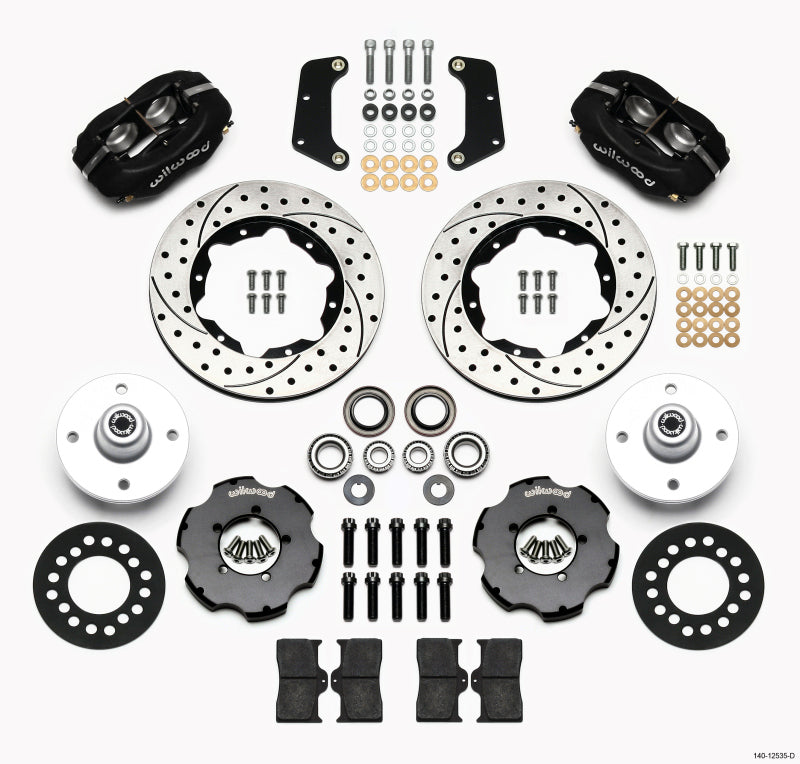 Wilwood Forged Dynalite Front Kit 10.75in Drilled Red 64-65 Mustang 6 Cylinder 4-lug Big Brake Kits Wilwood