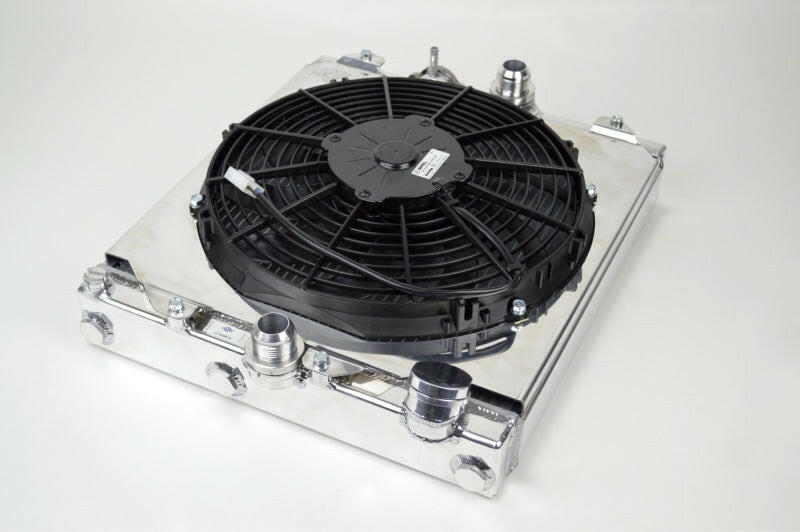 CSF Universal Half Radiator w/-16AN & Slip-On Fittings/12in SPAL Fan & Shroud Radiators CSF