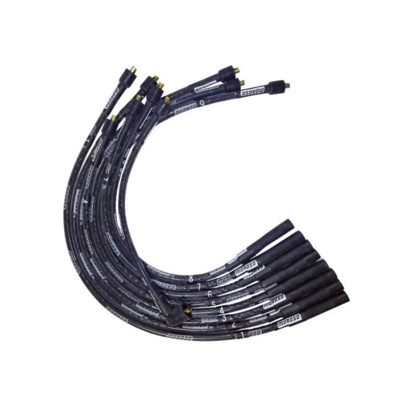 Moroso SB Chrysler Mopar Sleeved Str Non-HEI Str Plug Ultra Spark Plug Wire Set - Black Spark Plug Wire Sets Moroso