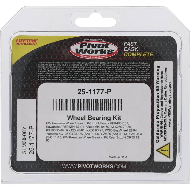 Pivot Works Honda, Kawasaki, Suzuki, Yamaha Wheel Bearing Kit Premium Bearings Control Arms Pivot Works