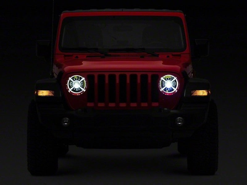 Raxiom 18-22 Jeep Wrangler JL/ JT 9-Inch LED Headlights w/ DRL and Halo- Black Housing (Clear Lens) Headlights Raxiom