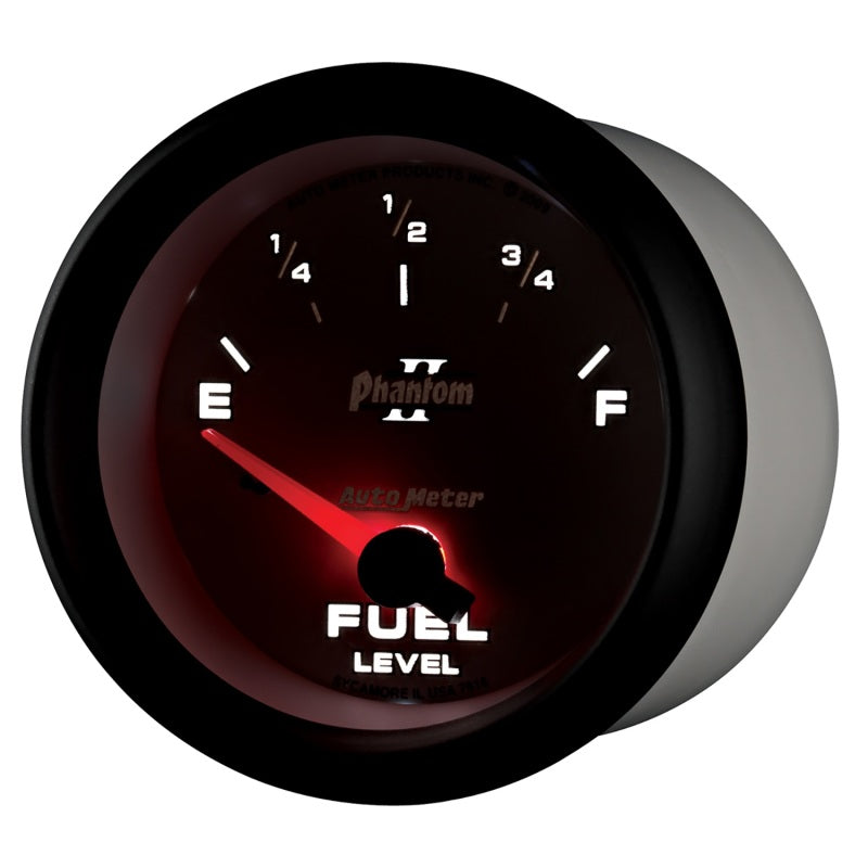 AutoMeter Gauge Fuel Level 2-5/8in. 240 Ohm(e) to 33 Ohm(f) Elec Phantom II Gauges AutoMeter