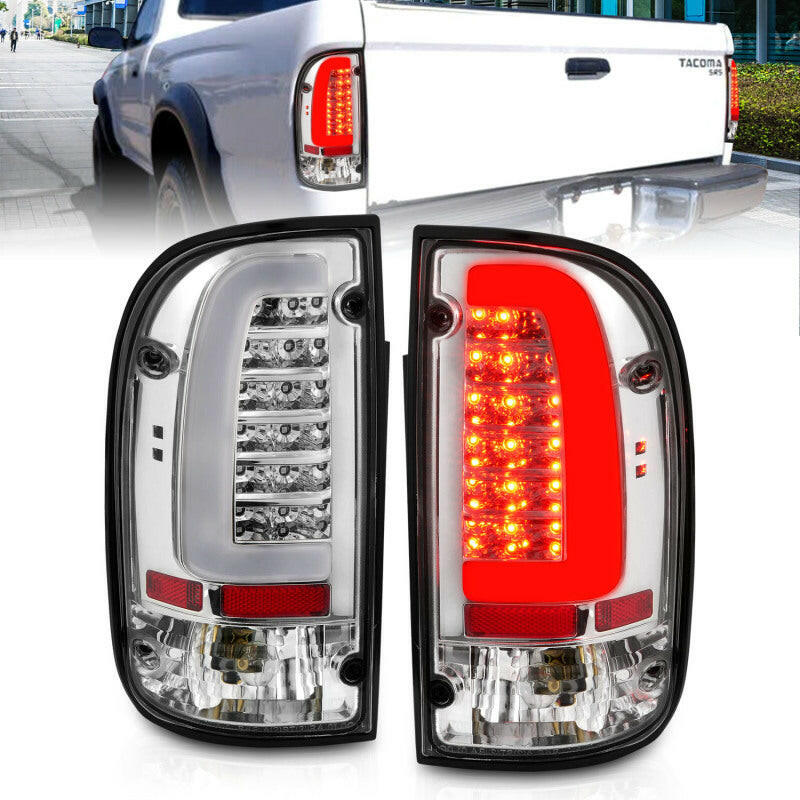 ANZO 95-00 Toyota Tacoma LED Taillights Chrome Housing Clear Lens (Pair) Tail Lights ANZO