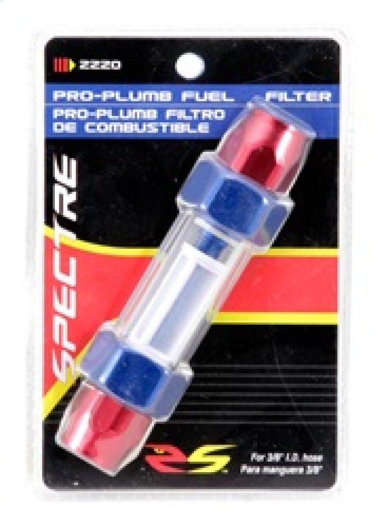 Spectre Pro-Plumbing Fuel Filter 3/8in. - Red/Blue Fuel Filters Spectre
