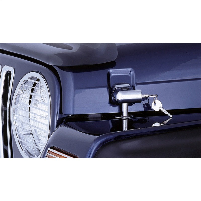 Rugged Ridge Locking Hood Catch Kit Chrome 97-06 Jeep Wrangler Brackets Rugged Ridge