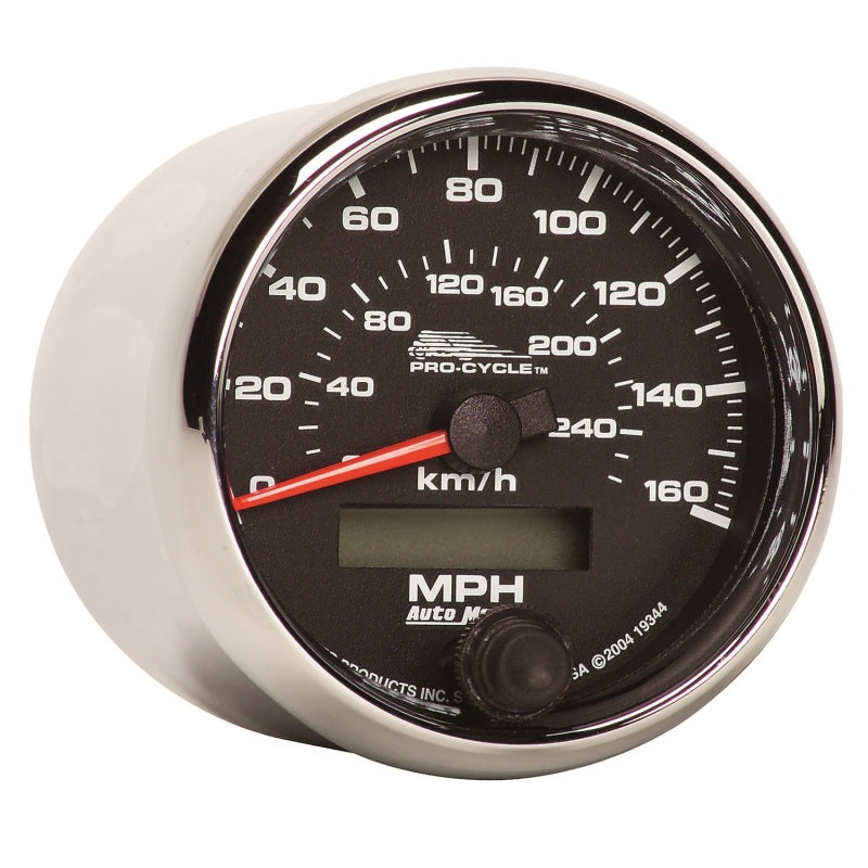 Autometer Pro-Cycle Gauge Speedo 2 5/8in 160 Mph/260Kmh Elec Black Gauges AutoMeter