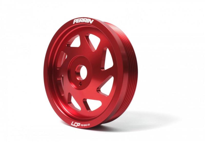 PERRIN 15-18 Subaru WRX / 13-20 BRZ / 14-18 FXT / 13-16 Crosstrek Lightened Crank Pulley - Red Pulleys - Crank, Underdrive Perrin Performance