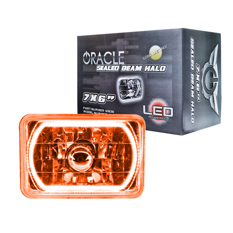 Oracle Pre-Installed Lights 7x6 IN. Sealed Beam - Amber Halo Headlights ORACLE Lighting
