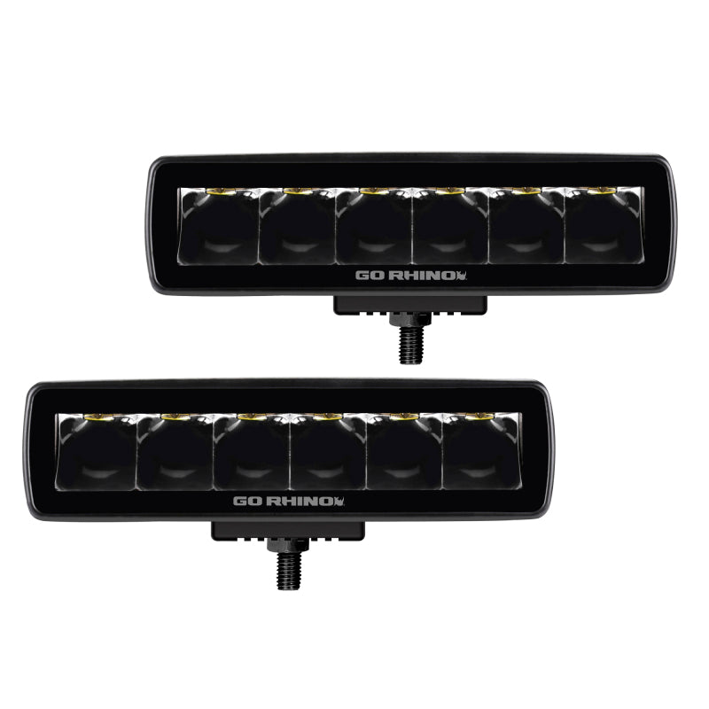 Go Rhino Xplor Blackout Series Sixline LED Spot Light Kit (Surface/Threaded Stud Mount) - Blk (Pair) Light Bars & Cubes Go Rhino